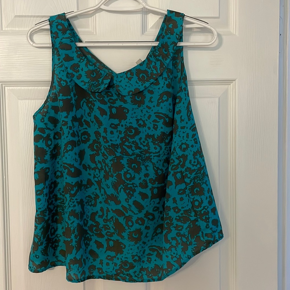 Teal/Brown Work Blouse - Picture 1 of 3